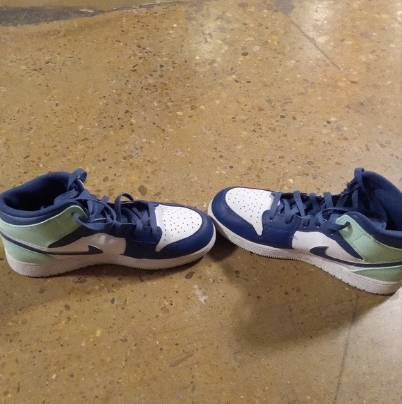 Jordan 1 Mid Navy and Blue Mint Kids - Picture 6 of 7